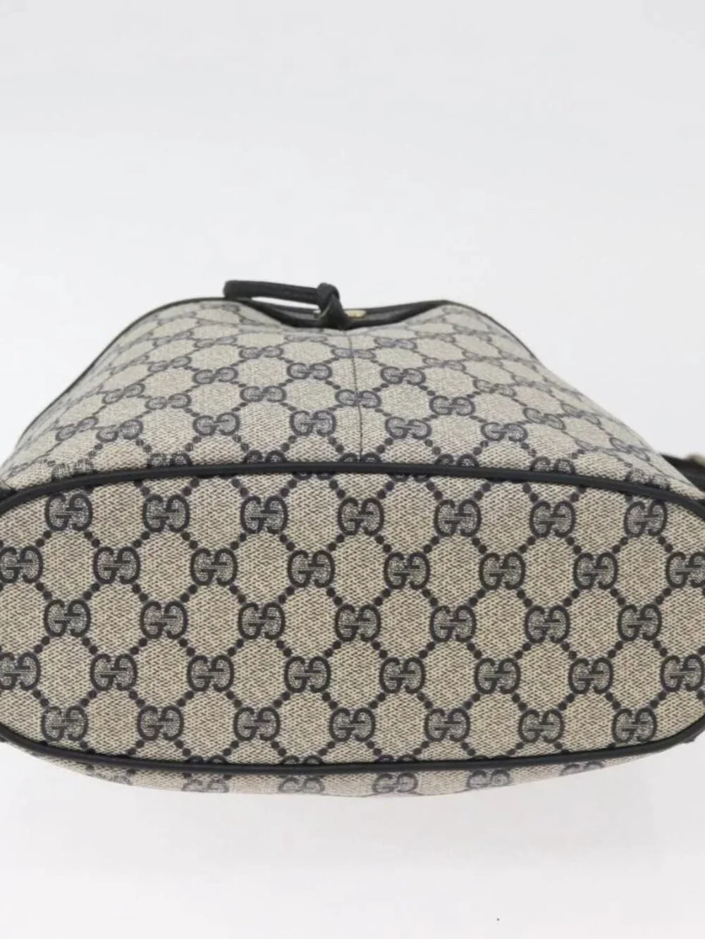 GUCCI GG Supreme Web Sherry Line Purse Bag PVC Navy Gold 41 02 033 Auth